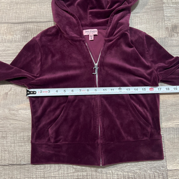 Juicy Couture Bling Rhinestone Velour Hooded Track Jacket Medium Purple Y2K - Picture 7 of 7